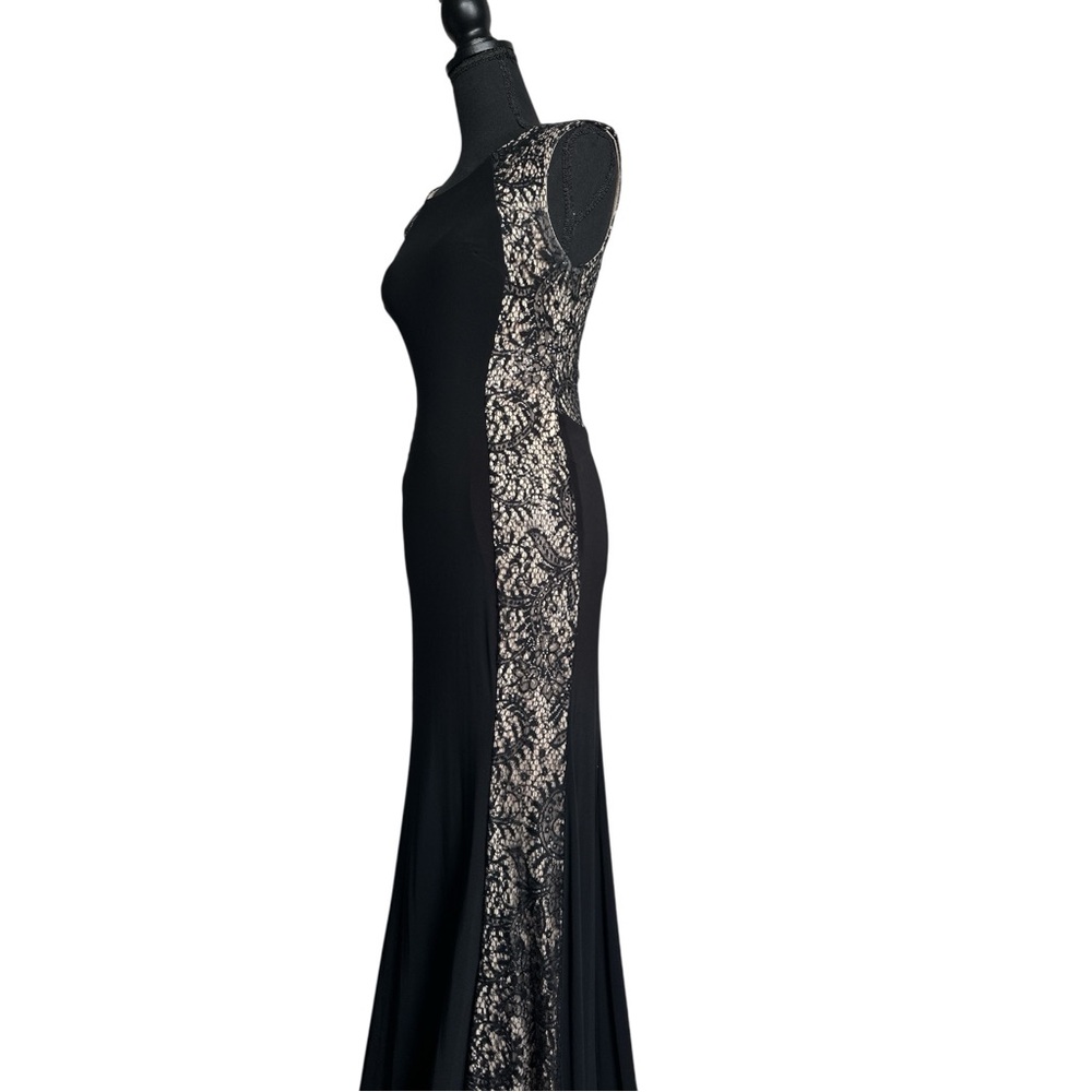 Black Lace & Sequin Mermaid Gown Prom Formal Evening Dress Size 2 - Picture 6 of 14